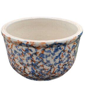 VTG Redwing Stoneware Smooth Spongeware Bowl Blue Brown Spongeware Farmhouse 7"